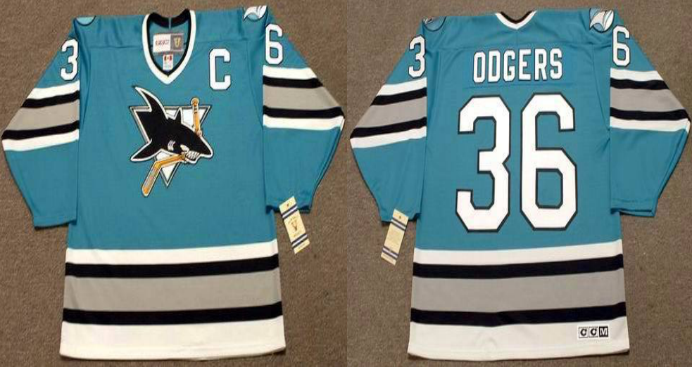 2019 Men San Jose Sharks #36 Odgers blue CCM NHL jersey 